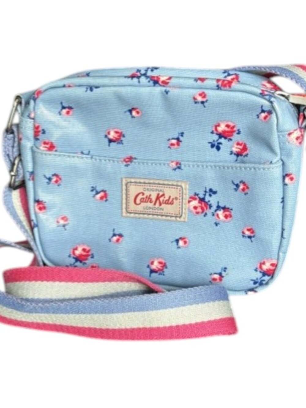 Cath Kidston (London) Crossbody Bag PVC Covered Cotton - Sky Blue with Roses